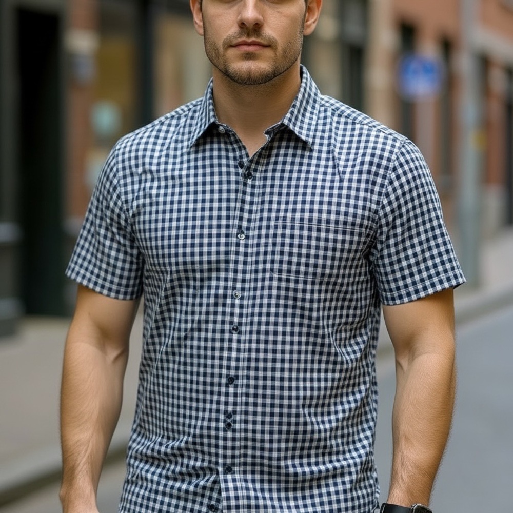 Eddie Bauer Navy Checkered xl Casual Shirt